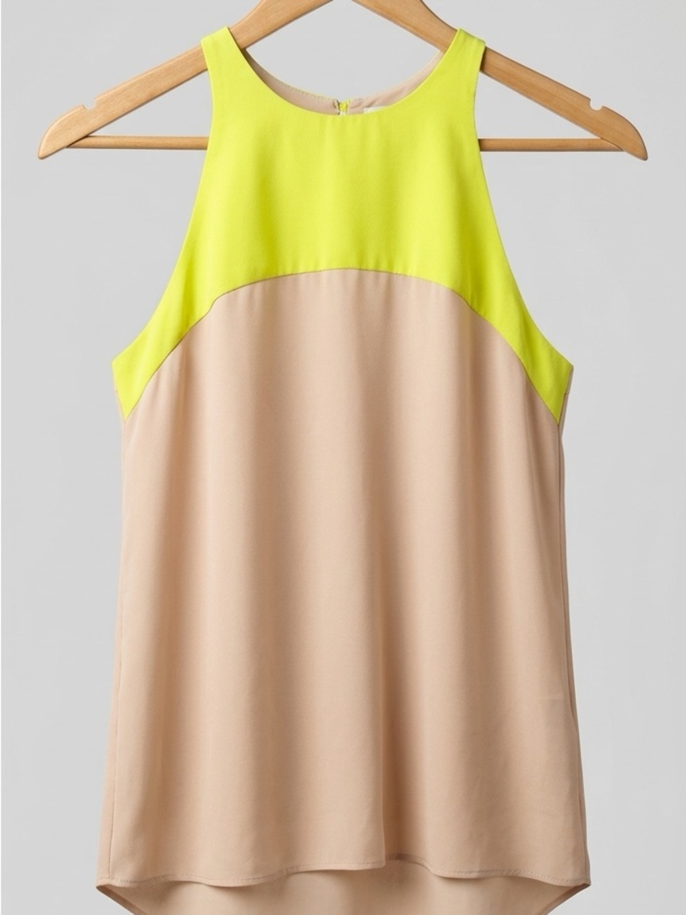 ZARA basic Neon Yellow and Beige Colorblock Sleeveless Women's Top
